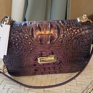 Brahmin Purple Crocodile Embossed Crossbody Bag